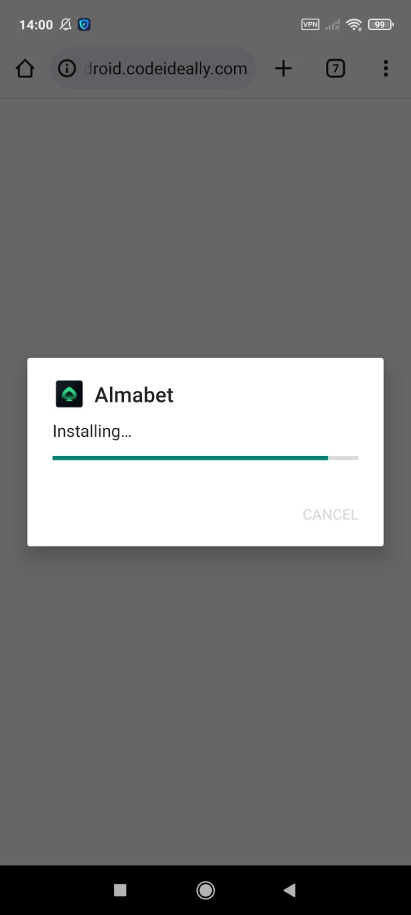 Start installing the Almabet application.