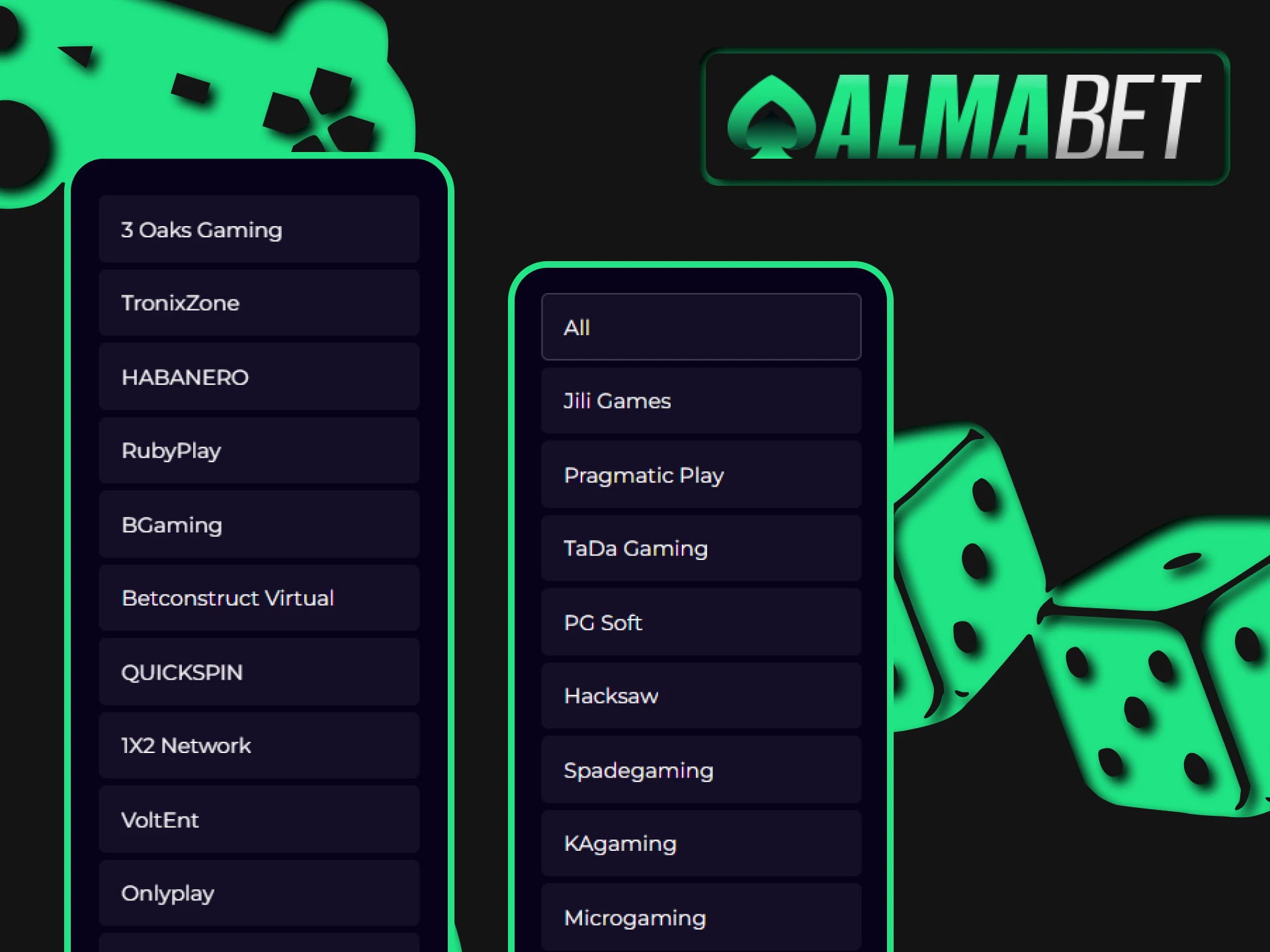 Choose your favorite crash games provider on Almabet.