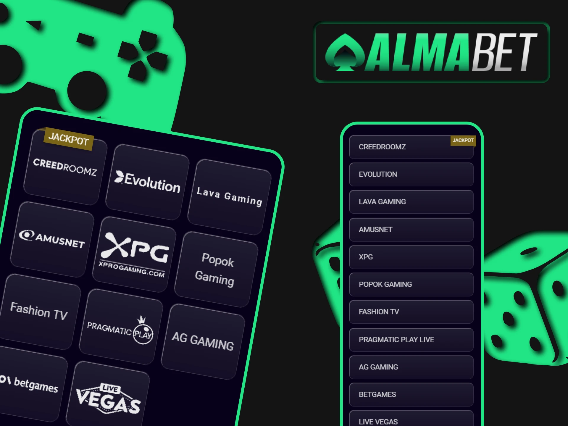 Choose your favorite live casino provider on Almabet.