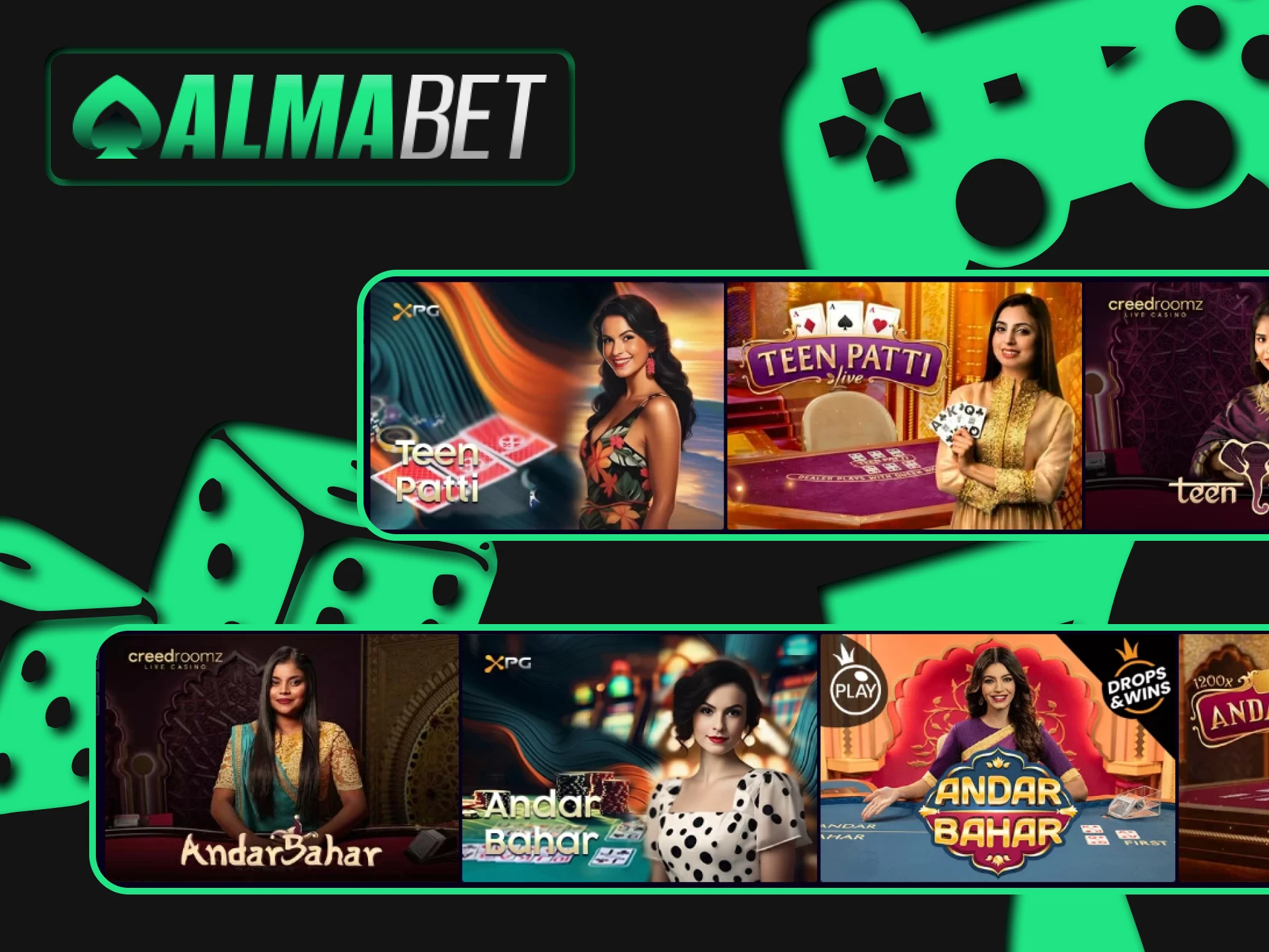 Play Andar Bahar and Teen Patti with Almabet.