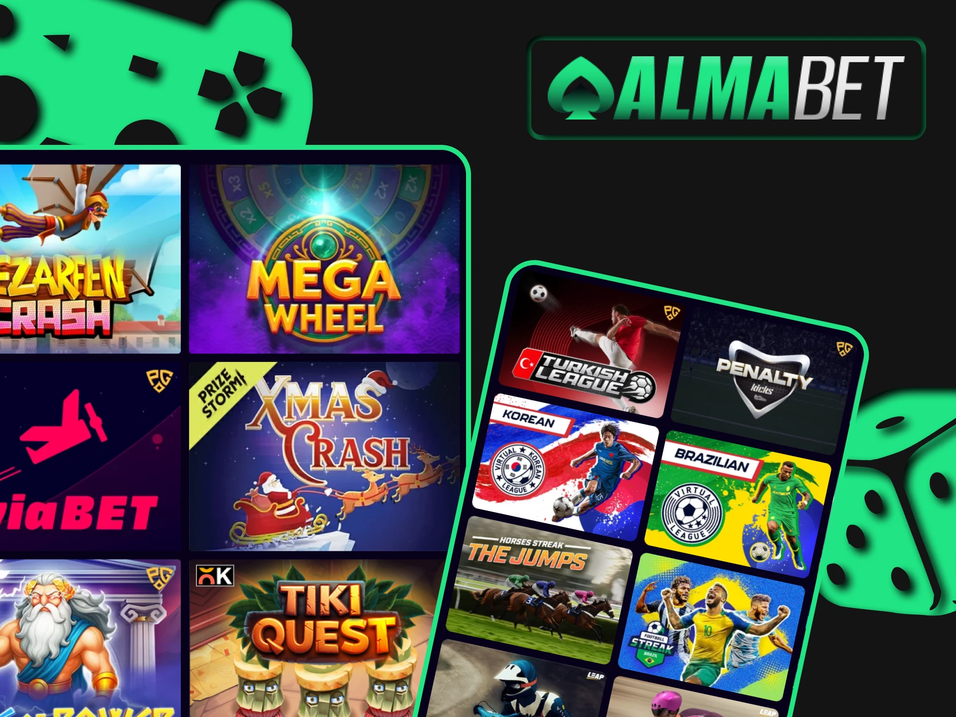 Choose virtual games on Almabet.