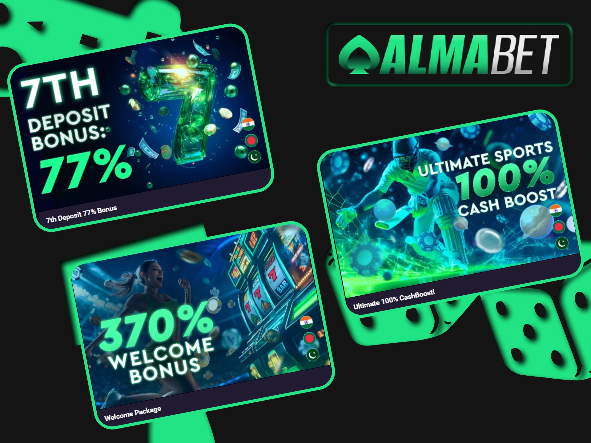 Almabet gives a welcome bonus to new users.