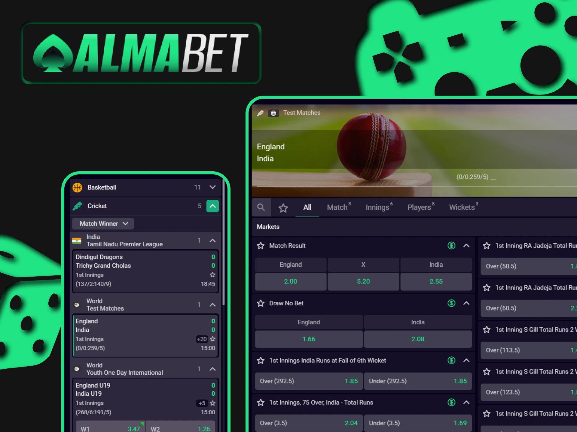 Place bets on live sports events at Almabet.